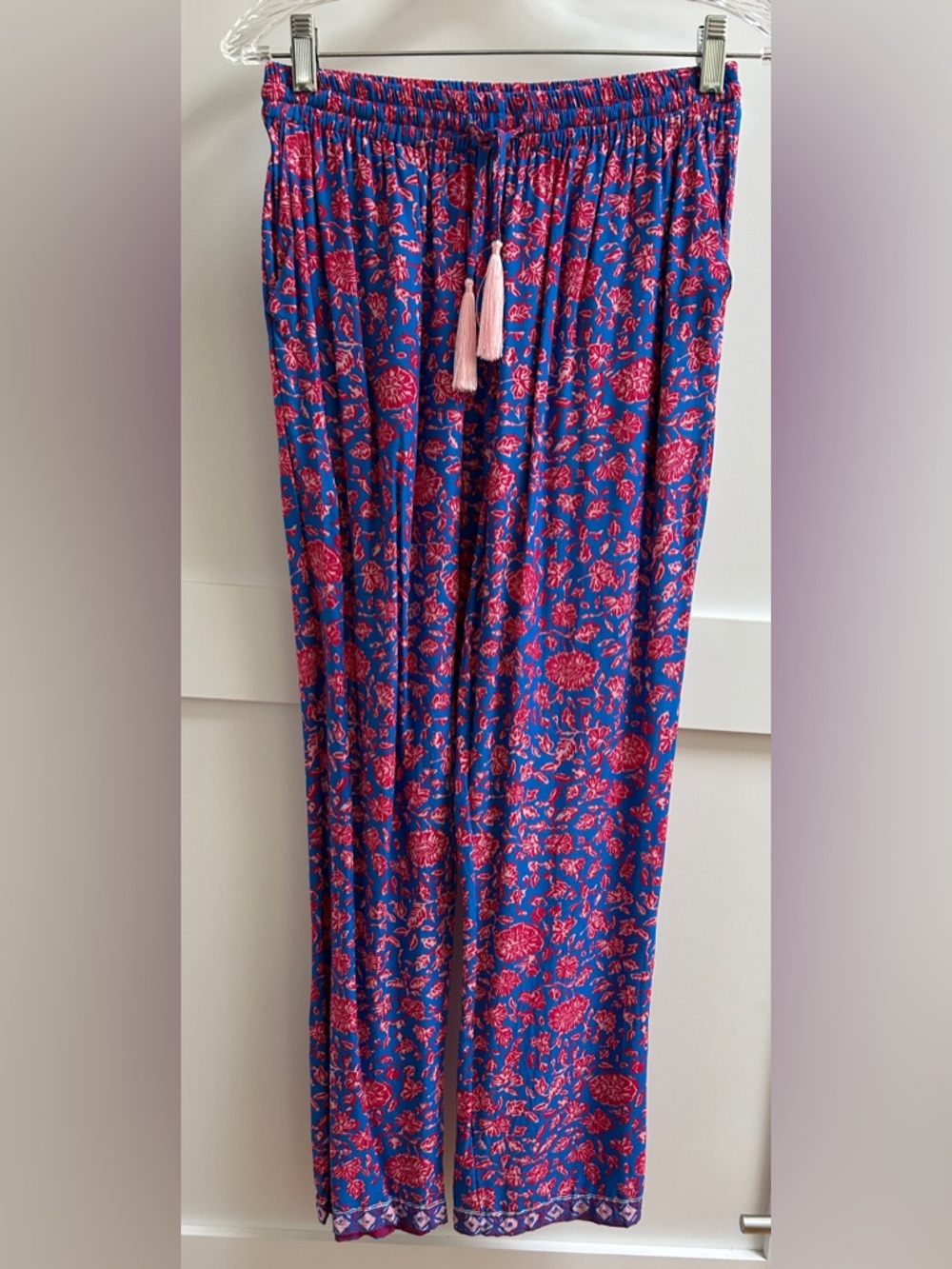 Natalie Martin Blue & Pink Floral Wide-Leg Pants